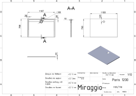 Душевой поддон Miraggio PARIS 120х90 MIRASTONE BLACK 0000458