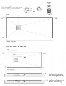 Душевой поддон мраморный Kerasan H3 180х90 см кремовый 706265