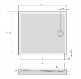 Душевой поддон прямоугольный PoolSpa Galia Modern 100х80 см с ножками и сифоном акрил белый PBKM310BNC00000