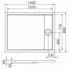 Душовий піддон прямокутний Roca Granada 140х80 см акрил білий без комплекту A276263000