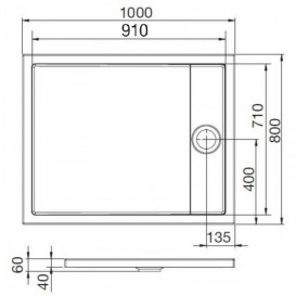 Душовий піддон прямокутний Roca Granada 100х80 см акрил білий без комплекту A276261000