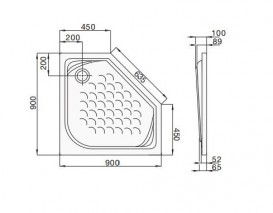 Душевой поддон пятиугольный Roca Penta 90х90 см акрил белый A276267000