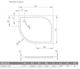 Душевой поддон Radaway Delos E 100x90 см правосторонний акрил белый SDE1090-01R