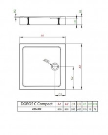 Душовий піддон Radaway Doros C Compact Stone Anthracite 80х80 під камінь акрил антрацит SDRC8080-05-64S