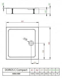 Душовий піддон Radaway Doros C Compact Stone Anthracite 100х100 під камінь акрил антрацит SDRC1010-05-64S
