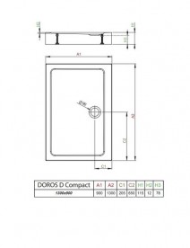 Душевой поддон Radaway Doros D Compact Stone White 130х90 под камень акрил белый SDRD1390-05-04S