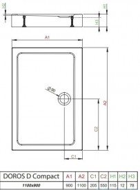 Душевой поддон Radaway Doros D Compact Stone Anthracite 110х90 под камень акрил антрацит SDRD1190-05-64S
