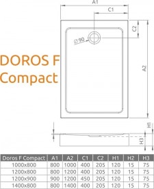 Душовий піддон Radaway Doros F Compact Stone White 140х80 під камінь акрил білий SDRFP1480-05-04S