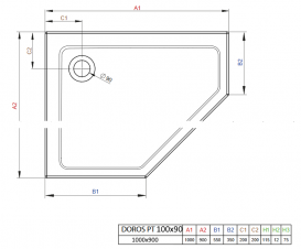 Душовий піддон Radaway Doros PT E Compact 100х90 лівобічний акрил білий SDRPTP1090-05L