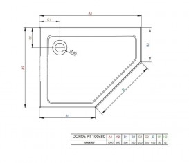 Душовий піддон Radaway Doros PT E Stone White 100х80 левобічний під камінь акрил білий SDRPT1080-01-04SL