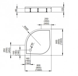 Душевой поддон Radaway Paros A1000 литой мрамор белый MBA1010-03-1