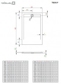 Душевой поддон Radaway Teos F 120х70 литьевой мрамор цемент HTF12070-74
