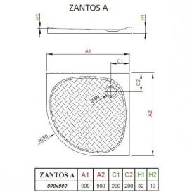 Душовий піддон Radaway Zantos A 90x90 см литий камінь білий M3ZNA9090-06