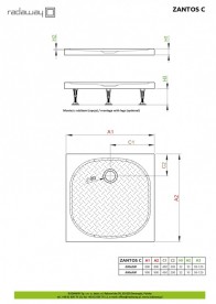 Душевой поддон Radaway Zantos C 80x80 см литой камень белый M3ZNC8080-06