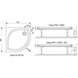 Душевой поддон Ravak Elipso Pro Flat 90 R550 искусственный мрамор белый XA237711010B