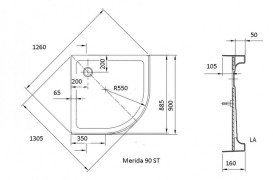 Душовий піддон Ravak Merida 90 ST 90х90 см акрил білий XAU0000002