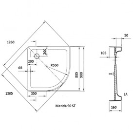 Душовий піддон RAVAK MERIDA 90 ST RAVAK XАU0000002
