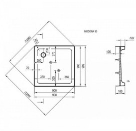Душовий піддон Ravak Modena 90 ST 90х90 см акрил білий XAU0000011