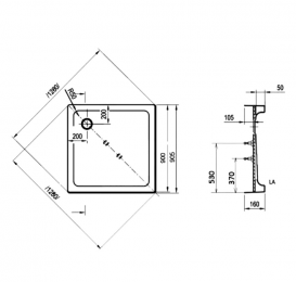 Душовий піддон RAVAK Modena 90 ST квадратний XАU0000011