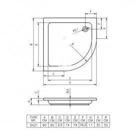 Душовий піддон Riho 207 90x90 см акрил білий DA2100500000000