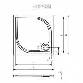 Душовий піддон Riho Kolping DB21 90х90 см литий мармур білий DB2100500000000