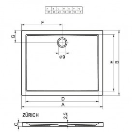 Душовий піддон Riho Zurich 252 100х90 см акрил білий DA6000500000000