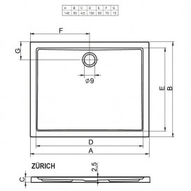Душевой поддон Riho Zurich 256 140х90 см акрил белый DA6400500000000