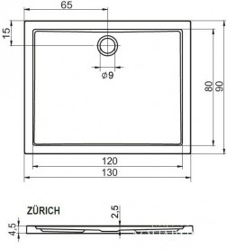 Душовий піддон Riho Zurich 262 130х90 см акрил білий DA0200500000000