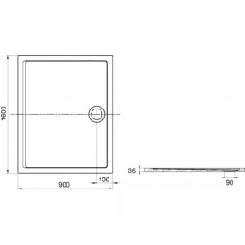 Душовий піддон Roca Aeron 160х90 см штучний камінь білий A276297100