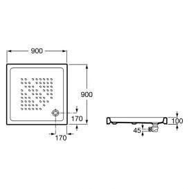 Душовий піддон Roca Italia квадратний 90х90 см кераміка білий A374771001