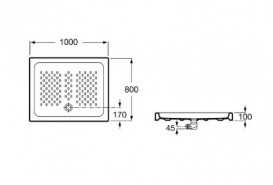 Душевой поддон Roca Italia прямоугольный 100х80 см керамика белый A37477C001
