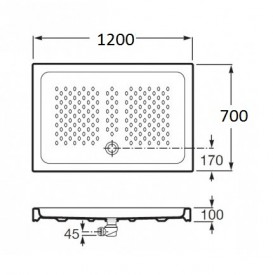 Душовий піддон Roca Italia прямокутний 120х70 см кераміка білий A37477B001
