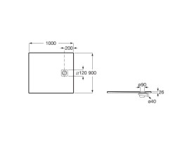 Душовий піддон Roca Magma 100х90 см штучний камінь графіт APE013E838403200