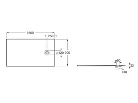 Душевой поддон Roca Magma 160х90 см искусственный камень графит APE0164038403200