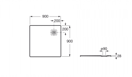 Душовий піддон Roca Terran 90х90 см штучний камінь кремовий AP0338438401500