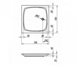 Душевой поддон Kolpa San Samba 70x70 квадратный с сифоном и ножками акрил белый 712970