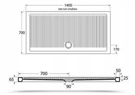 Душовий піддон Simas 140х70 см кераміка білий S 86