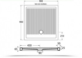 Душевой поддон Simas 90х90 см керамика белый S 83