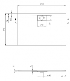 Душовий піддон Villeroy & Boch Architectura Metalrim UDA1280ARA215V-01
