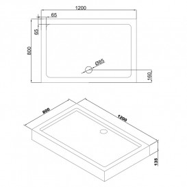 Душовий піддон Volle Libra 120х80 см акрил білий 10-22-908tray