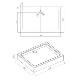 Душовий піддон Volle Nemo для душової кабіни прямокутний 120х80 см білий 10-22-171tray