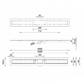 Душевой трап Styron Basic 1000 сухой затвор с полированной решеткой STY-B-100