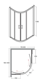 Душовий куточок Besco Modern 100х80х190 см профіль глянсовий хром/скло матове MA-108-190-M