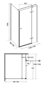 Душевой уголок Besco Pixa 120х80х195 см правый профиль матовый черный/стекло прозрачное PPP-128-195B