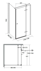 Душевой уголок Besco Pixa 120х90х195 см правый профиль матовый черный/стекло прозрачное PPP-129-195B