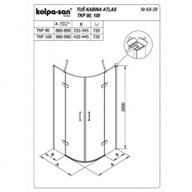 Душевой уголок четверть круга Kolpa San Atlas TKP 90/K 90x90 см профиль хром/прозрачное стекло 560220