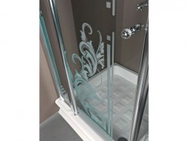 Душовий куточок Kerasan Retro DX / SX 100х100 см профіль хром прозоре скло з декором 9148N0