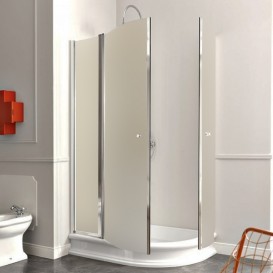 Душовий куточок Kerasan Retro DX правобічний асиметричний 80х120 см профіль хром матове скло 9137S0