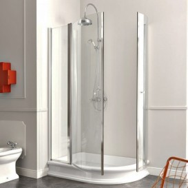 Душовий куточок Kerasan Retro DX правобічний асиметричний 80х120 см профіль хром прозоре скло 9137T0