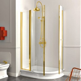 Душовий куточок Kerasan Retro DX правобічний асиметричний 80х120 см профіль золото прозоре скло 9137T1